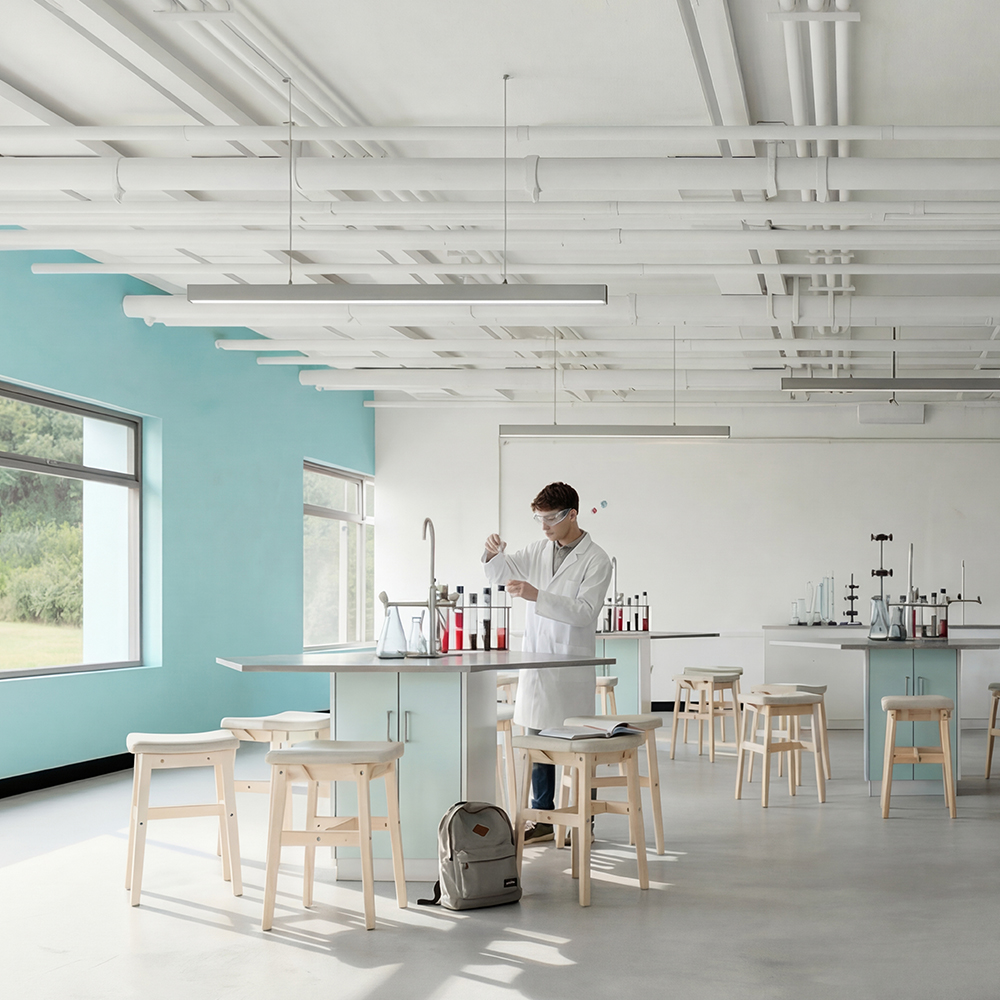 Rendering of senior students working in the new science lab.