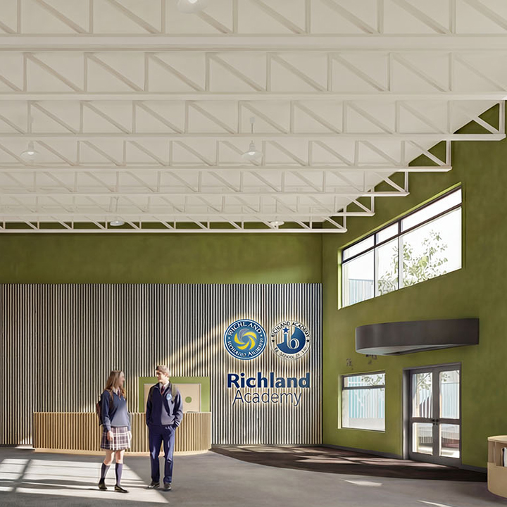 Students socializing in bright Piazza.